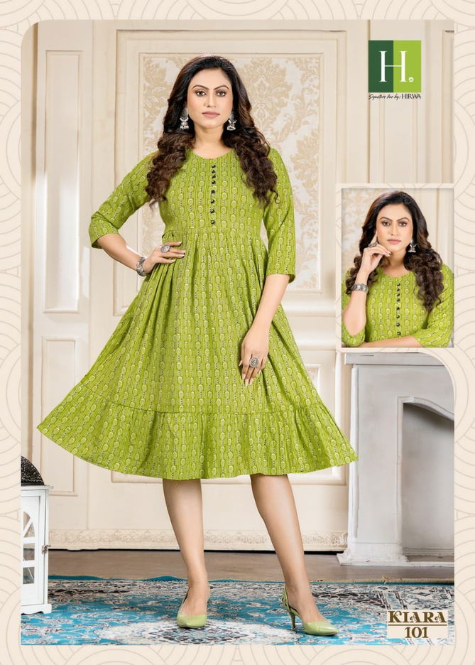 Hirwa Kiara Regular Wear Wholesale Printed  Designer Kurtis
